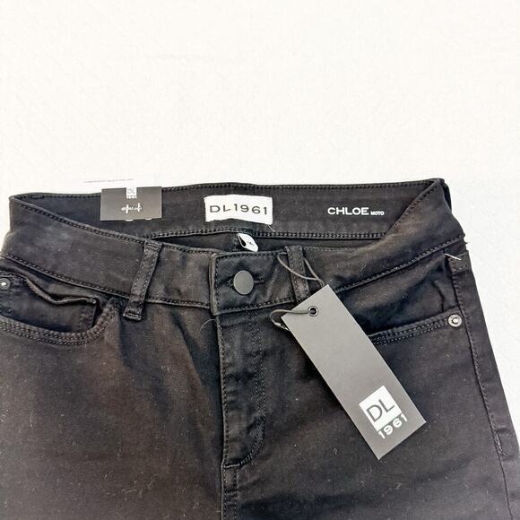 DL1961 Chloe Moto ActiveX Smart Denim Black Skinny Jans Size 14 NWT - Picture 4 of 9
